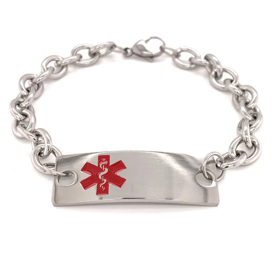 Personalized MED Alert ID Bracelet Stainless Steel